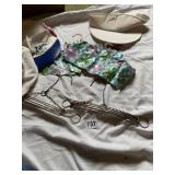 VINTAGE CLOTHING HANGERS, PEPSI HAT, ETC.