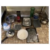 BISCUIT PAN, TEA KETTLE, STAINLESS MIXING BOWLS,