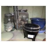 BLACK AMETHYST FOOTED PLANTER, JAR WITH SILVER