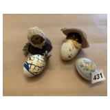 HANDMADE BLOWN EGG PIECES AND PORCELAIN EGG