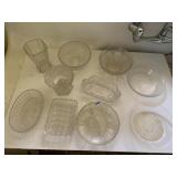 CLEAR GLASS SERVING PIECES, SEAL TEST/GLASBAKE