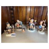 4 FULL BEE HUMMELS, ONE WITH BROKEN HEAD