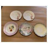 5 LUNCH PLATES, ONE SIGNED, 2 MADE IN GERMANY