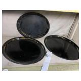 3 OVAL HAND PAINTED TRAYS 16"