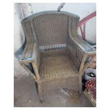 ANTIQUE WICKER CHAIR GOOD CONDITION, HIGH ARMS 32