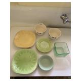 LIMOGES USA PLATES, SAUCERS, VASELINE GLASS