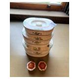 PORCELAIN NESTING TRINKET BOXES AND SET OF ASIAN