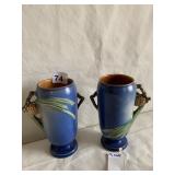 PINECONE ROSEVILLE VASES ONE W/ CHIP AT BASE