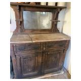VICTORIAN DRESSER MARBLE TOP, WITH CANDLE STANDS,