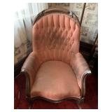 CARVED WOOD ROCKING CHAIR WITH BURGUNDY