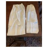 LONG WHITE HALF APRONS, ONE WITH SOME HOLES