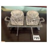 GLASS AND METAL DOUBLE INK WELL