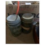 BOX NAILS, GLASS JARS, VIGIAN, CASTERS, ZINC LID