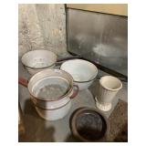 GLAZED PLANTER AND PORCELAIN COOK WEAR