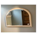 26X18.5 WHITE FRAMED BEVELED SEMI CIRCLE MIRROR
