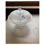 LIDDED GLASS COMPOTE WITH ACORN DETAIL