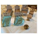 WOOD DOLL HOUSE BEDS, WOOD FENCE PARTS, TIN, ETC.