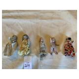 5 DOLLS ALL BISQUE YELLOW DRESS DOLL MISSING 1