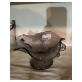 PURPLE AMETHYST DOLPHIN HANDLE 27" W CANDY DISH