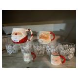 SANTA MUGS & 5 HIGH BALL GLASSES