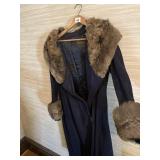 BLUE COAT FUR TRIM LINING WORN