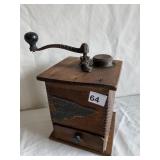 ANTIQUE COFFEE GRINDER PAPER LABEL FAST GRIND THE