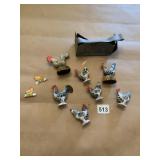 ROOSTER FIGURINES MADE IN JAPAN, 2 WITH SPRING