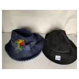 BLACK FELT AND NAVY FELT LADIES HATS, NAVY IS