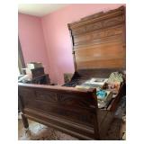 1800s WALNUT HIGH BACK BED WITH FOOTBOARD