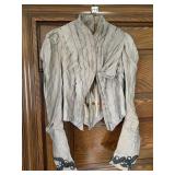 VICTORIAN GRAY LADIES TOP W/ BLACK BEADS ON