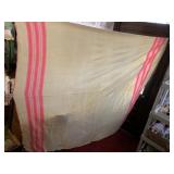 WOOL BLANKET W/ PINK TRIM 84" X 70"
