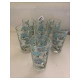 7 MATCHING FLORAL GLASS TUMBLERS