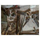 VINTAGE TOOLS IN TOOLBOX METAL HANDLES 36" X 12"