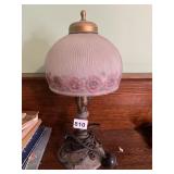 ELECTRIC METAL BASED LAMP WITH GLASS SHADE, SHADE