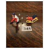 2" METAL FIGURES, SLEDDER AND SKIER