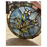 STAINED GLASS W/ LEAD GLASS FRAME SOME DAMAGED