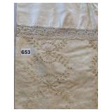 EMBROIDERED WITH LACE TABLECLOTH 74X 84 NO DAMAGE