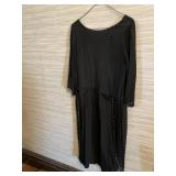 VINTAGE BLACK DRESS W/ BEAD TRIM