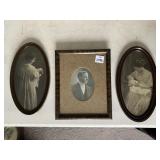 10" OVAL WOOD FRAMED WITH BLACK AND WHITE PHOTOS