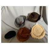 VINTAGE HATS BROWN, TAN, BLUE INCLUDES FELT