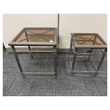 ALUMINUM SIDE TABLES GLASS INSERT 20" H X 18" X