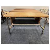 PLANK W/ REPAIRS METAL BASE 32" H X 58" W X 29" D