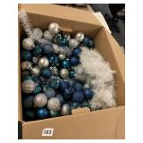 CHRISTMAS ORNAMENTS BLUE/SILVER AND TREE TRIM