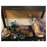 7 HAND MADE MARDI GRAS MASK, 9 NECKLACES