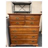 KLING CHERRY 4 DRAWER CHEST ON CHEST - 1 DIVIDED