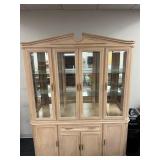 WHITEWASH FINISH BEVELED GLASS 2 PIECE CHINA