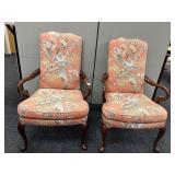CHERRY ARMCHAIRS FLORAL FABRIC TACK STRIP
