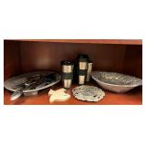 PEWTER BOWL AND TRAY, TRIVET, ETC.