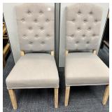 SIDE CHAIRS WHITEWASH FINISH, BUTTON BACK