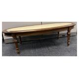 OVAL COFFEE TABLE FAUX MARBLE INSET